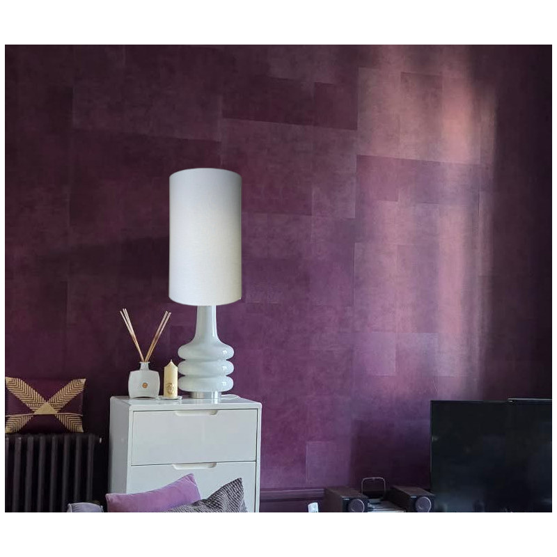 Abat-jour H55 D30 au tissu blanc cassé texturé style scandinave