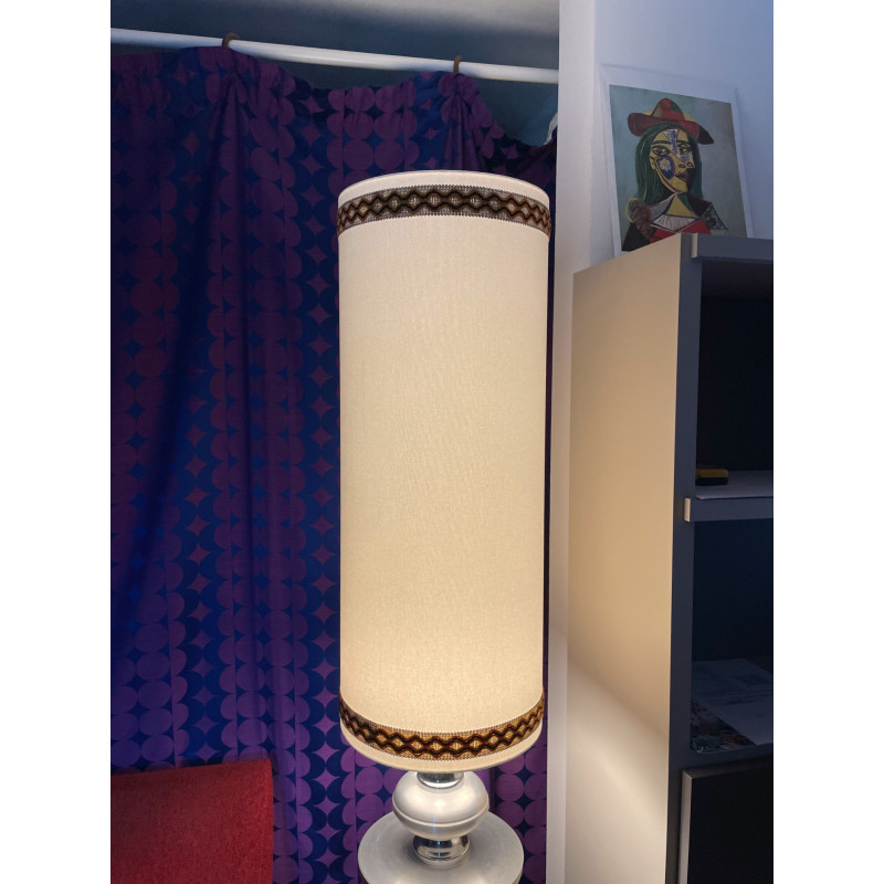 Lampshade light creamy white H75cm D30cm with orange fabric ribbon