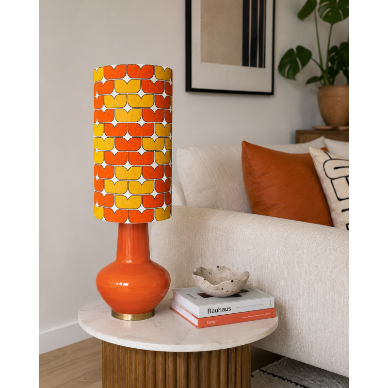 Abat-jour Pacman H75 D30 - tissu vintage 70's