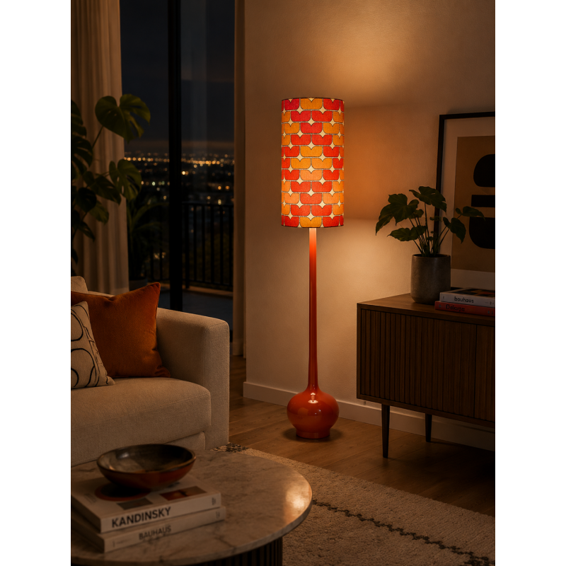 Abat-jour Pacman H75 D30 - tissu vintage 70's