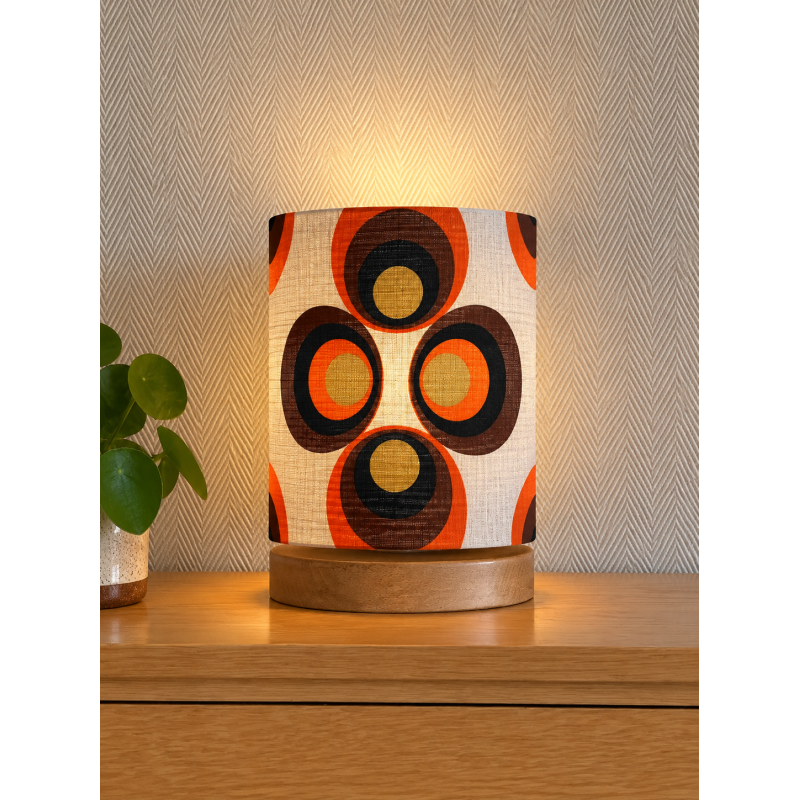 Abat-jour Apollo Trèfle H23 D20 - tissu vintage rétro 1970's