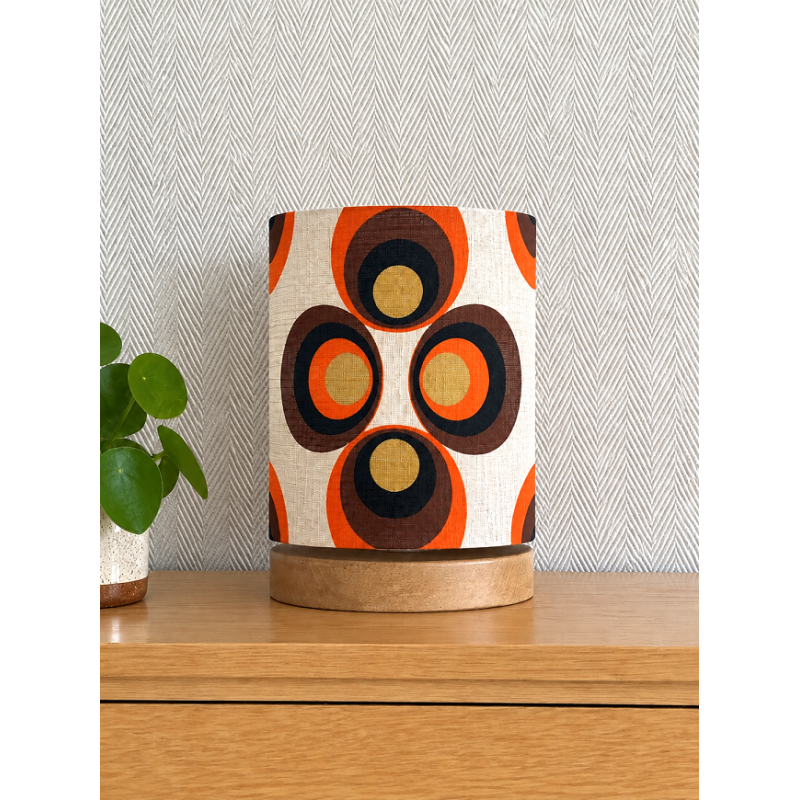 Abat-jour Apollo Trèfle H23 D20 - tissu vintage rétro 1970's