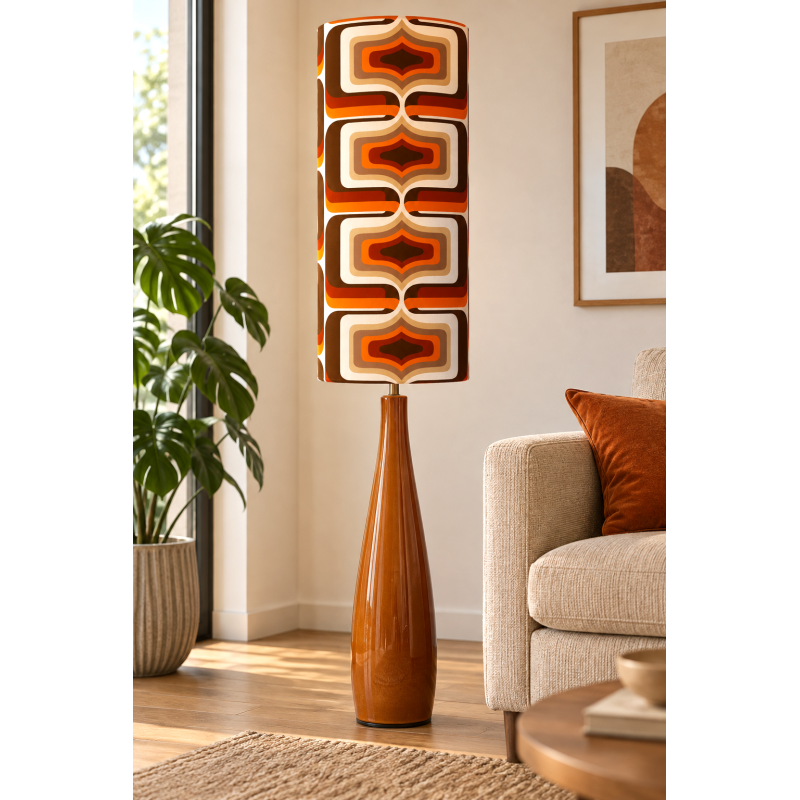 Abat-jour Pulsar  H80 D35 - tissu vintage 70's