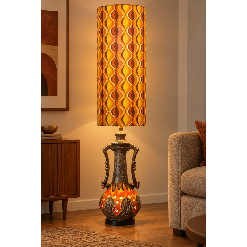 Lampshade Tortillon  H75 D30cm - 70's fabric