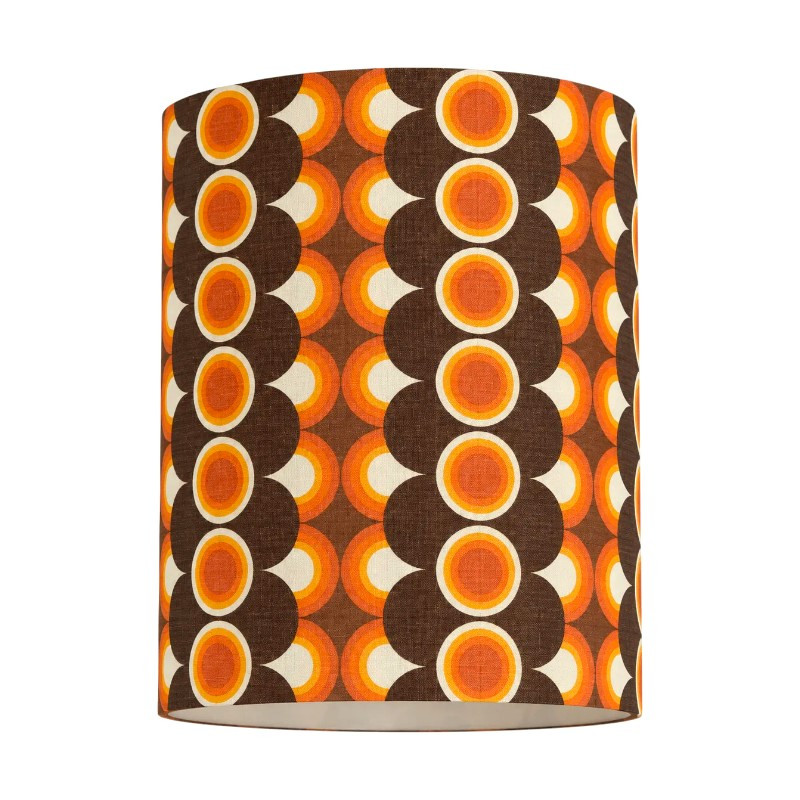 Abat-jour Impact orange H50 D35 - tissu vintage