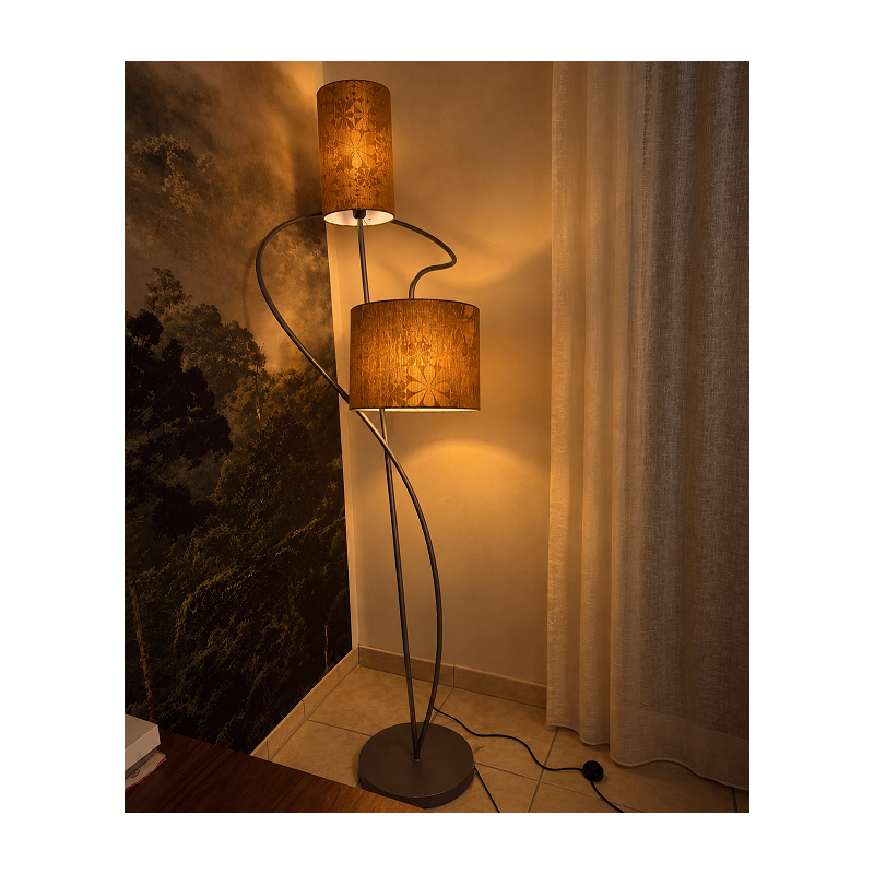 Abat-jour Tahiti H25 D30 - tissu vintage