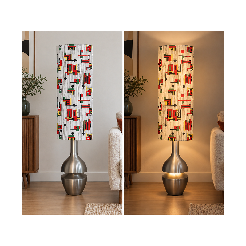 Lampshade Horizons de Paris H75 D30cm - 70's fabric
