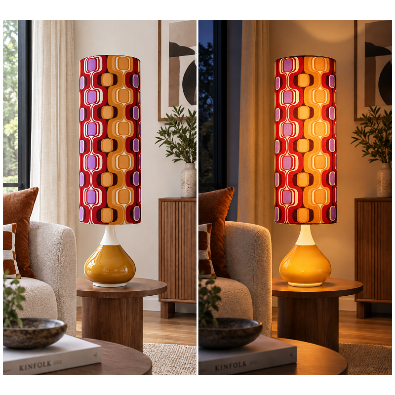 Lampshade Tiffany  H75 D30cm - 70's fabric