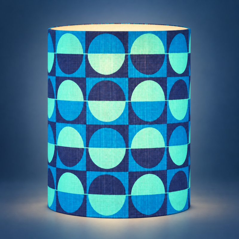 Abat-jour Stockholm H50 D40 - tissu vintage 70's