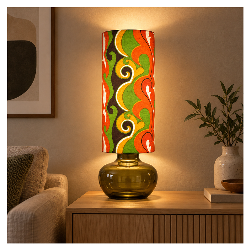 Abat-jour Devil H55 D25 - tissu vintage