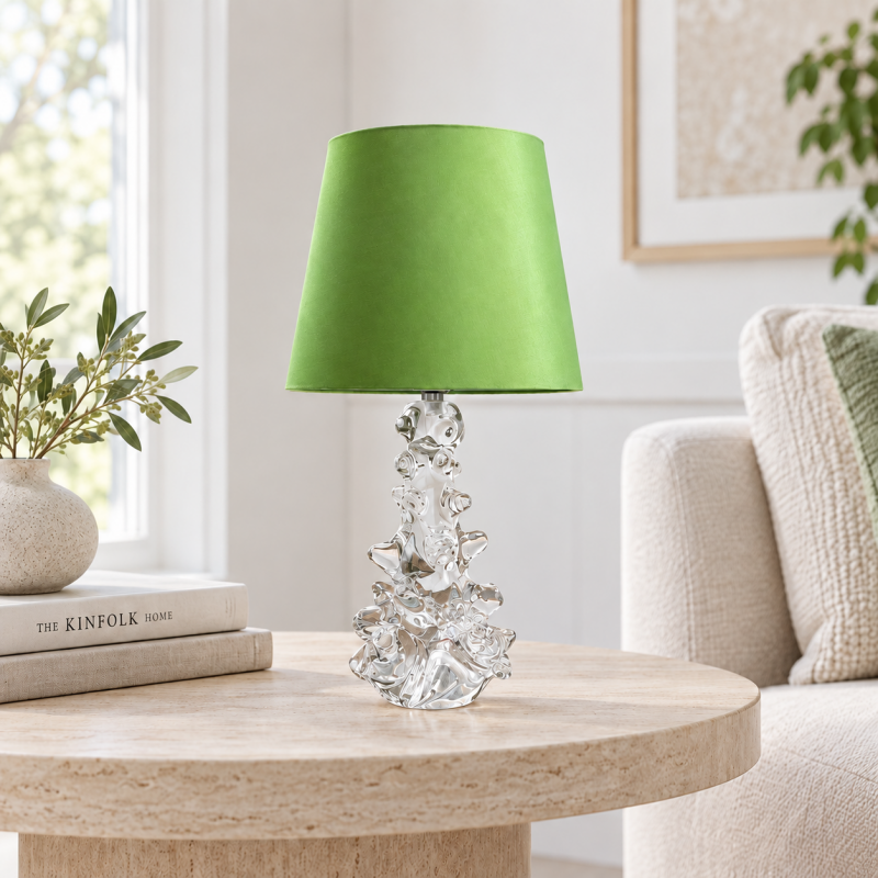 Lampshade green Silk fabric H16 D20 d15