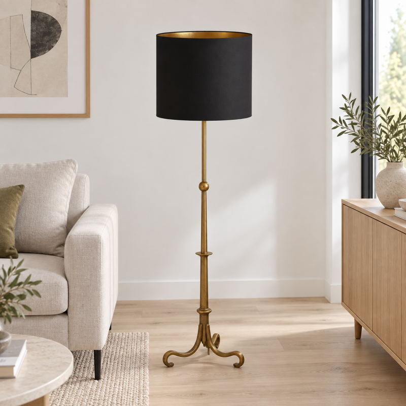 Lampshade Chintz black - goldy inside H30 D35