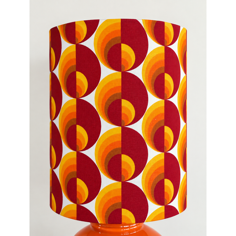 DeskLamp orange opalin glass Apollo Red H45 D23cm - vintage fabric