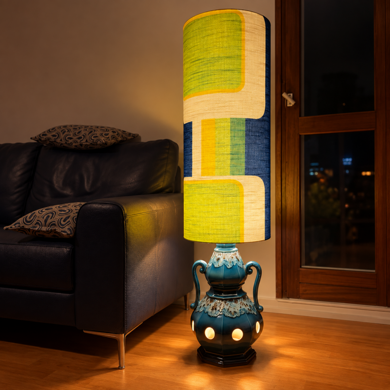Lampe de sol Hublo bleu - vintage 1970's