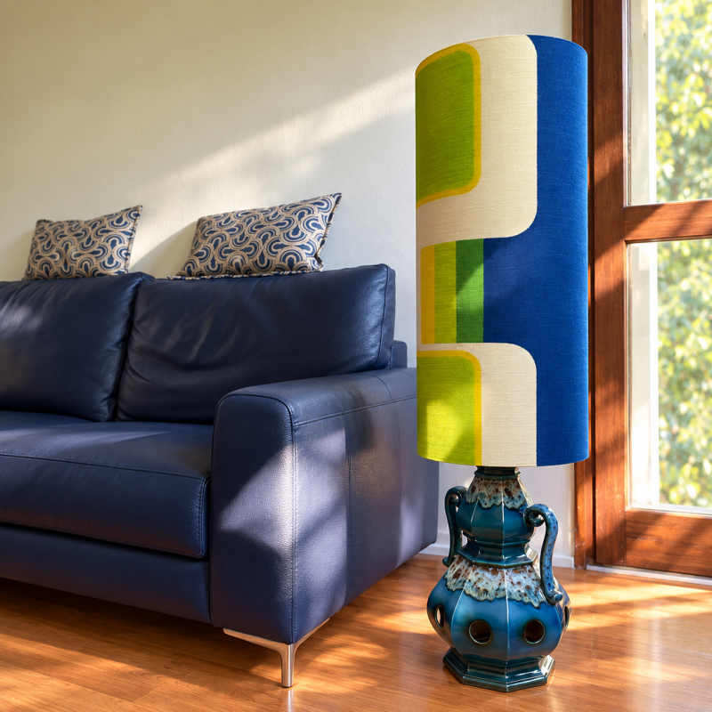 Floor lamp Hublo blue  - vintage mid century 1970's