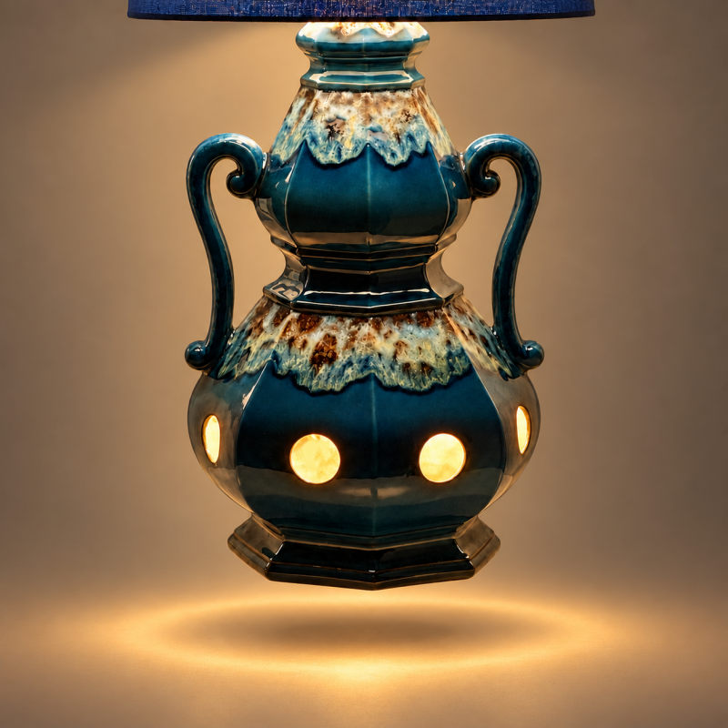 Lampe de sol Hublo bleu - vintage 1970's