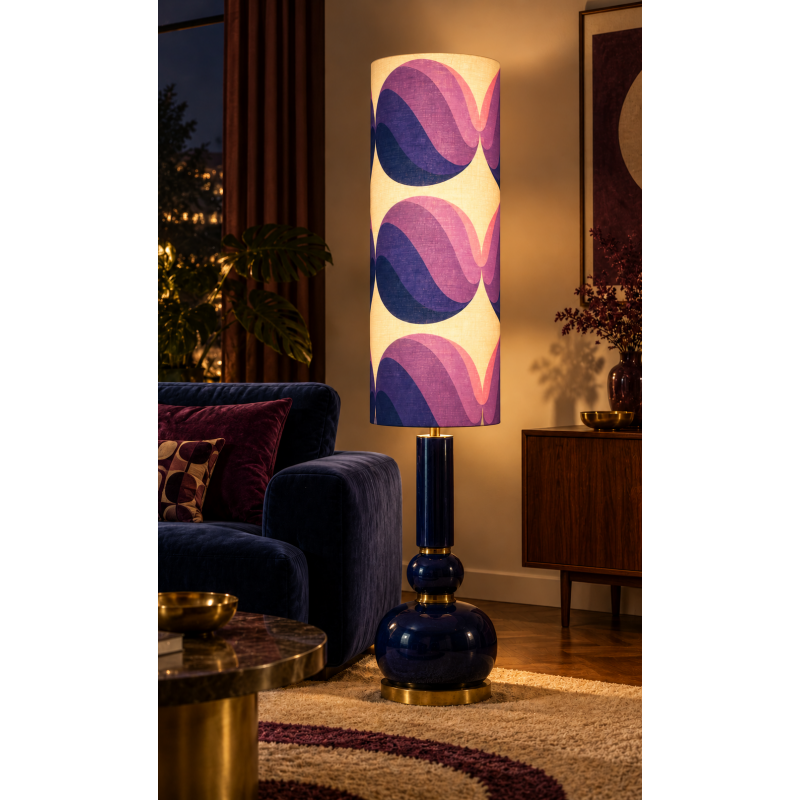 Lampshade Agate bleue H80 D35cm - vintage fabric