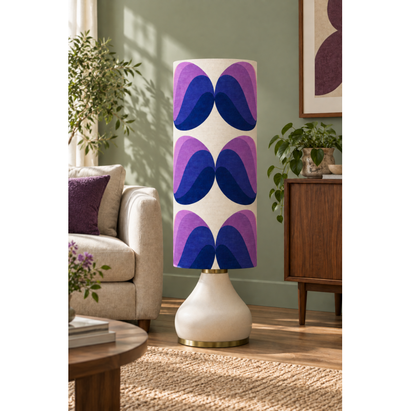 Lampshade Agate bleue H80 D35cm - vintage fabric