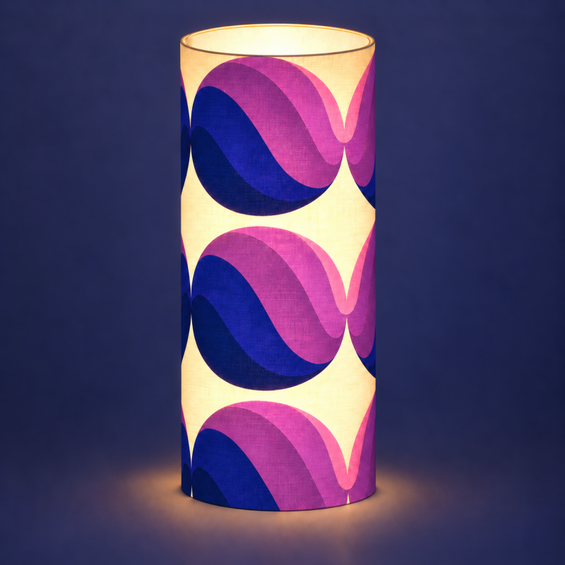 Lampshade Agate bleue H80 D35cm - vintage fabric