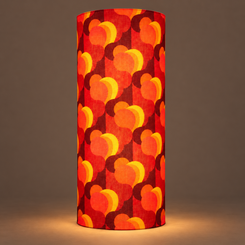Abat-jour Orangeraie H80 D35 - tissu vintage 70's
