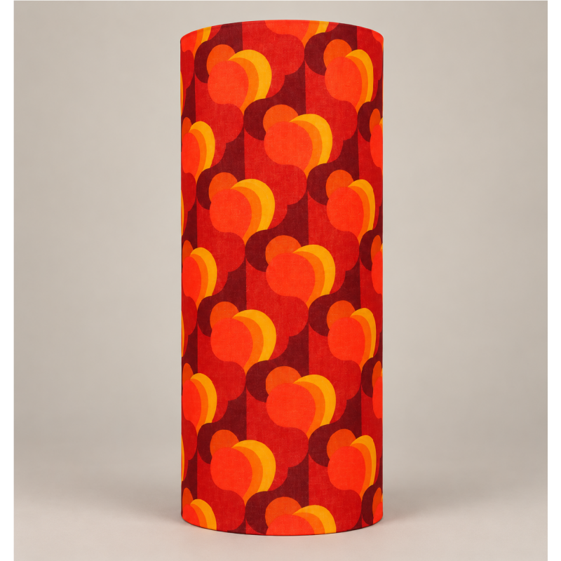 Abat-jour Orangeraie H80 D35 - tissu vintage 70's