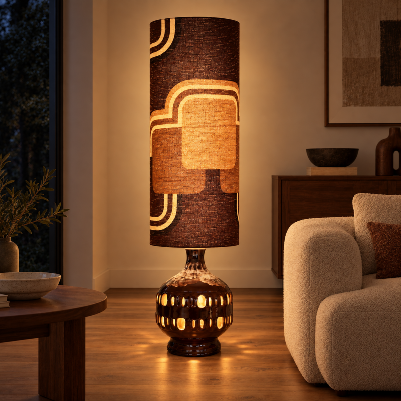 Lampshade Sessile  H78 D30cm - 70's fabric