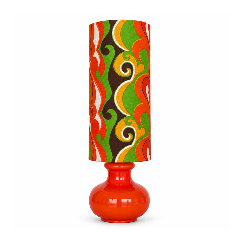 DeskLamp orange opalin glass Devil - 70's mid-century fabric