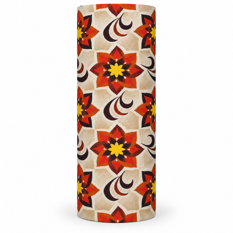 Abat-jour Brasilia H80 D35 - tissu vintage 70's