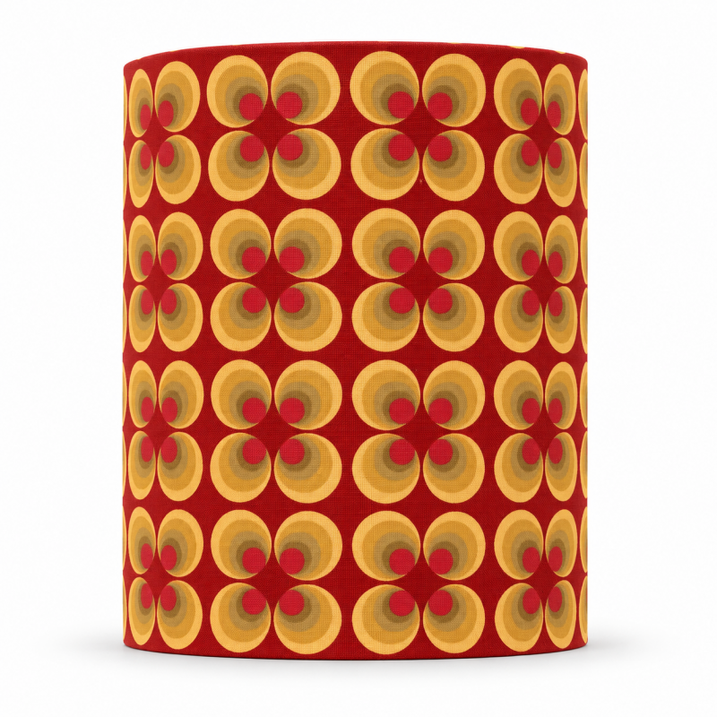 Abat-jour Loto rouge H23 D20 - motif style 70s
