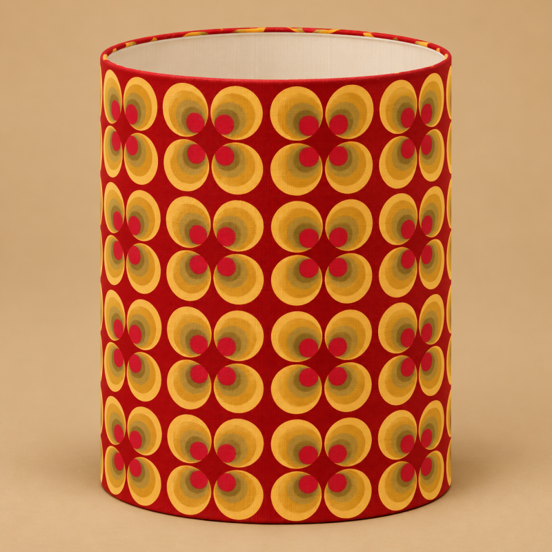 Abat-jour Loto rouge H23 D20 - motif style 70s
