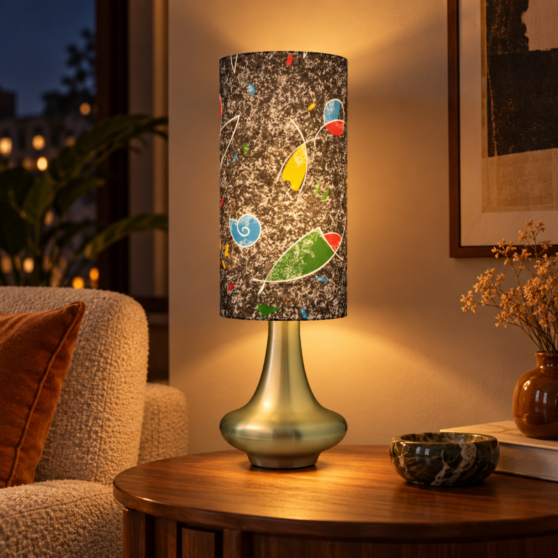 Lampshade Vizo H50 D25cm - mid-century fabric