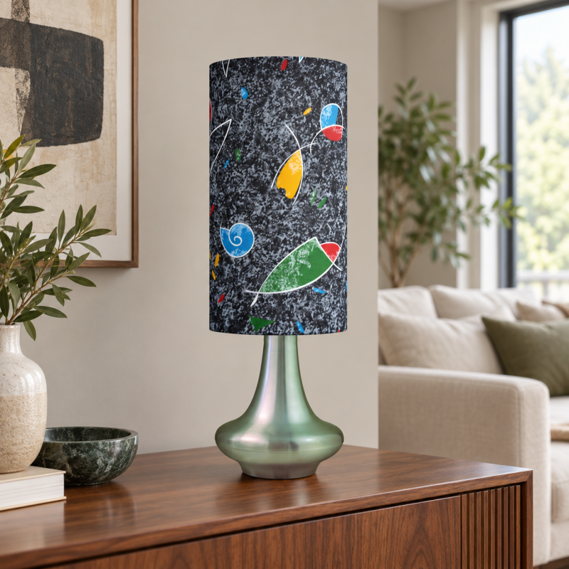 Lampshade Vizo H50 D25cm - mid-century fabric