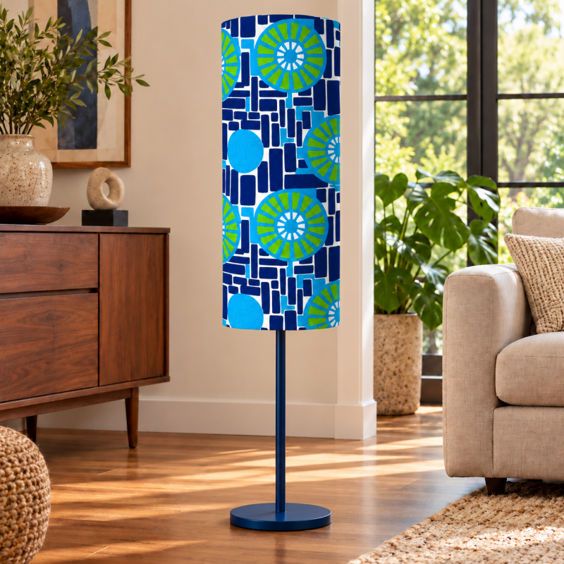 Lampshade Mikado H75 D30cm - 70's fabric