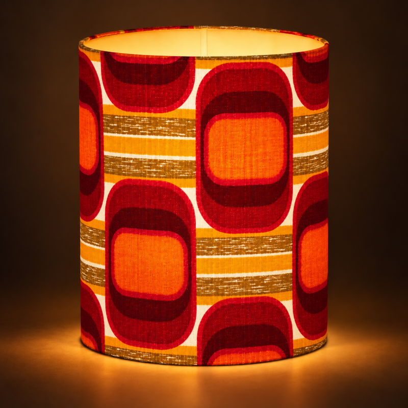 Abat-jour Agéna H50 D40 - tissu vintage 1970's