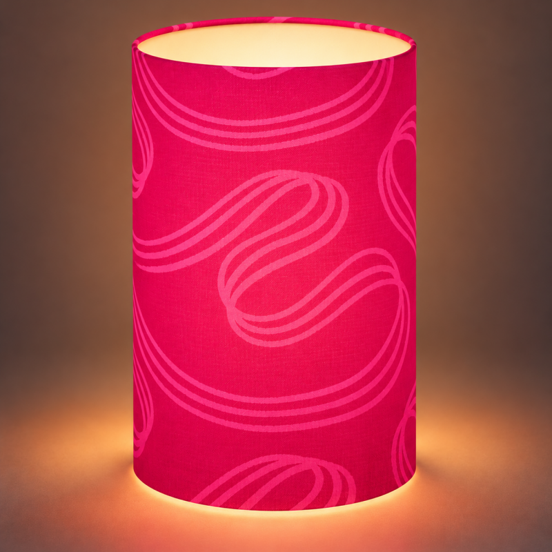 Abat-jour Fushia H45 D30 - tissu vintage