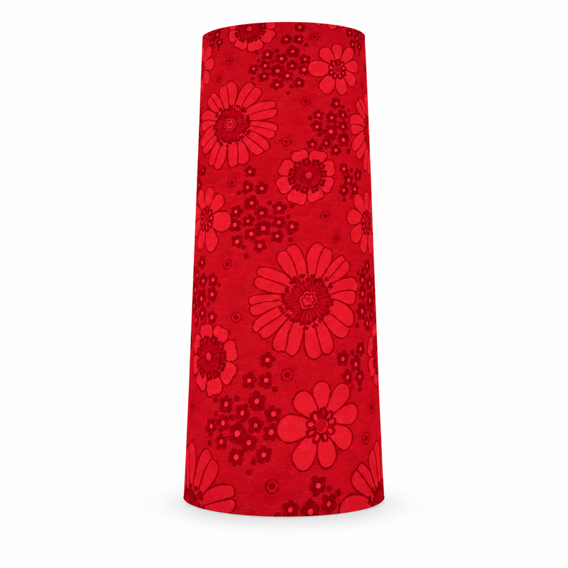 Lampshade Aster red H80 D30 d25cm - vintage fabric