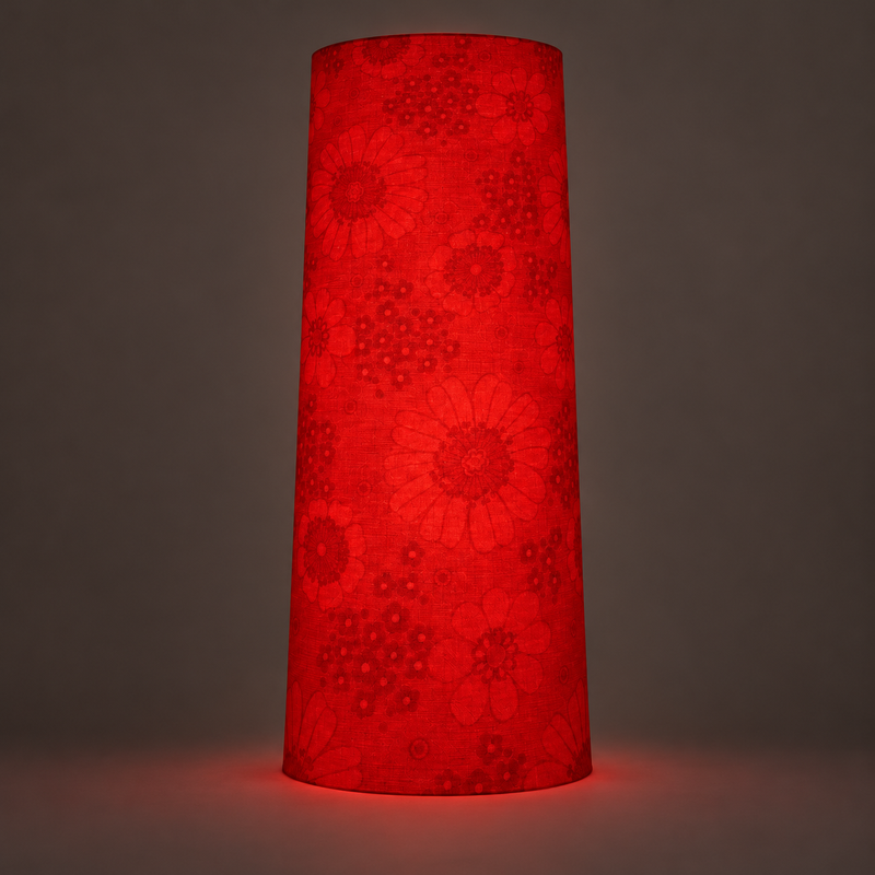 Abat-jour Aster rouge H80 D30 d25 - tissu vintage