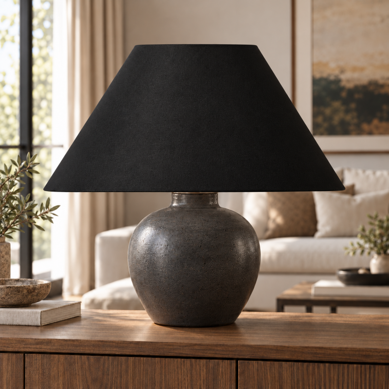 Lampshade "black Chintz" H35 D60 d24cm - classic fabric