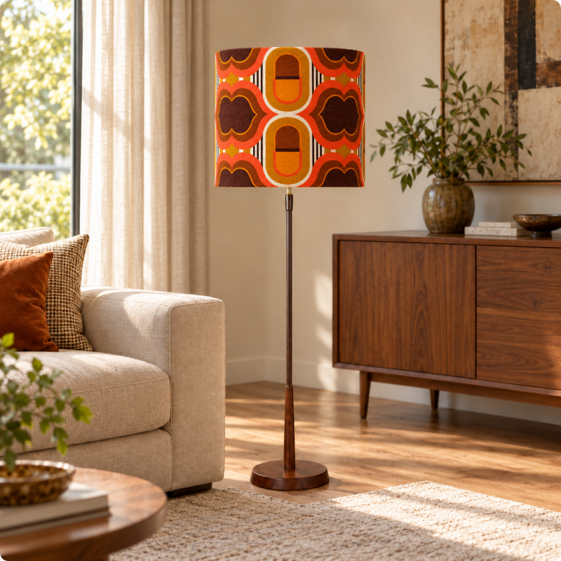 Lampshade Lips H38 D45cm - vintage 70s fabric