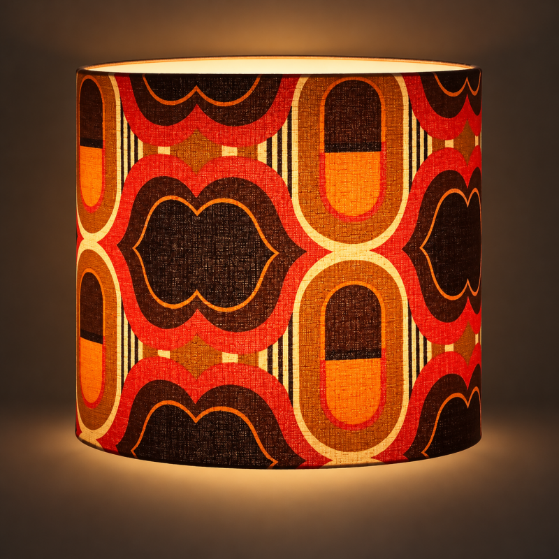 Lampshade Lips H38 D45cm - vintage 70s fabric