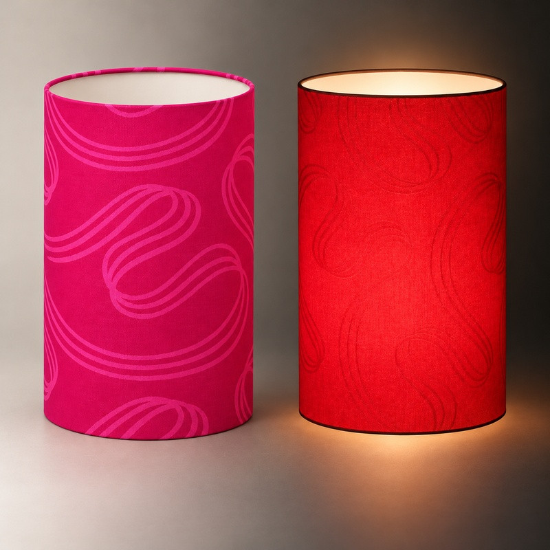 Lampshade Fushia H45cm D30cm - vintage fabric