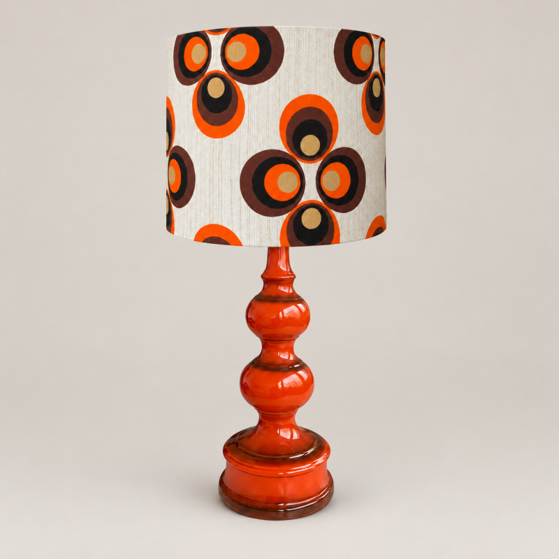 DeskLamp orange ceramic Apollo - 70's mid-century fabric
