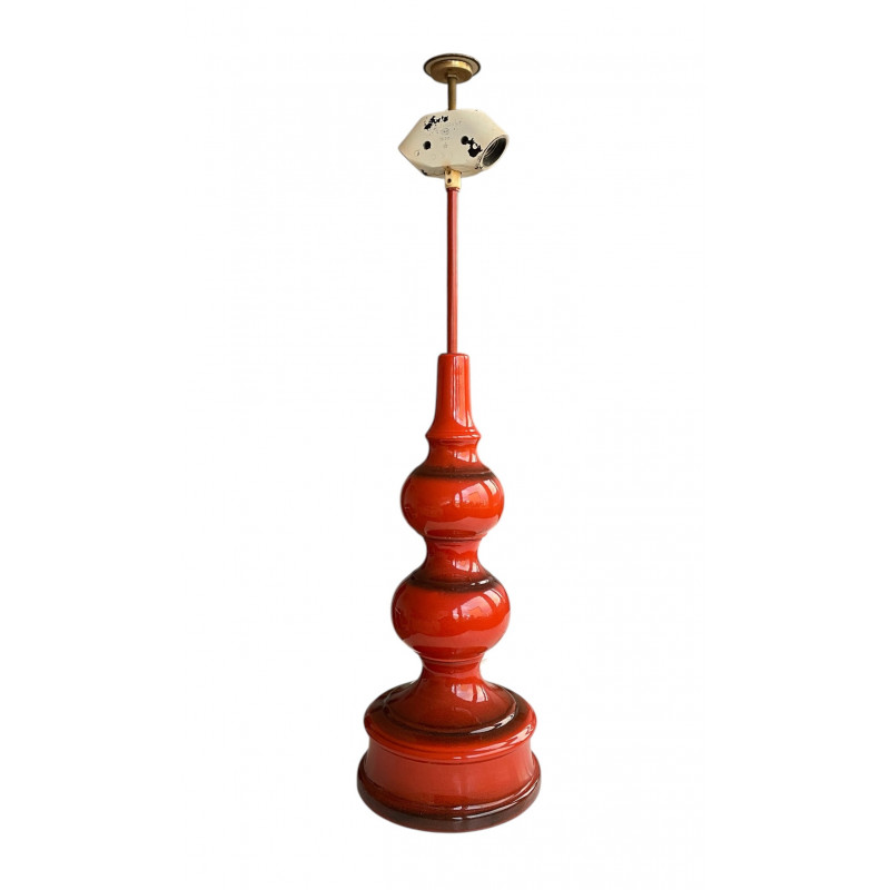 DeskLamp orange ceramic Apollo - 70's mid-century fabric
