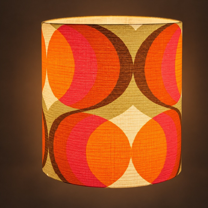 Abat-jour Agate orange H42 D40 - tissu vintage