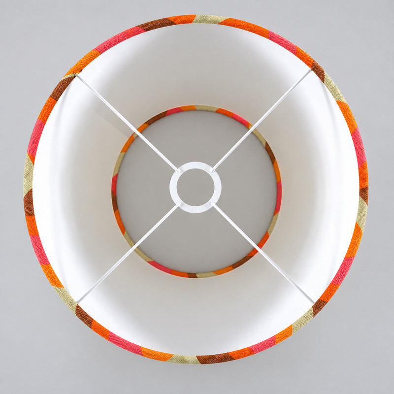 Abat-jour Agate orange H42 D40 - tissu vintage