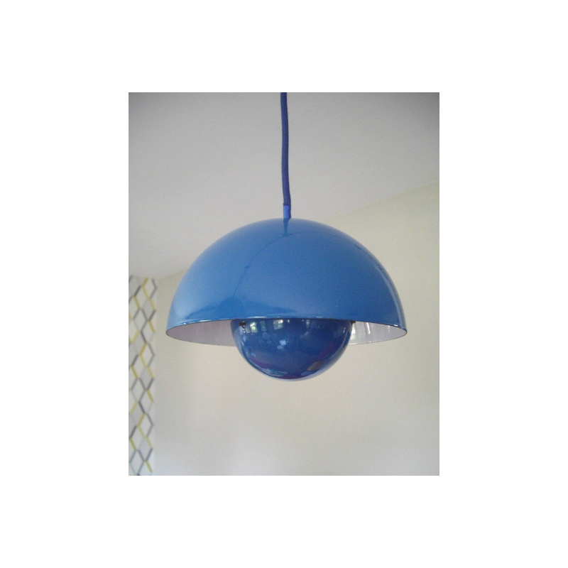 Suspension de 3 Flowerpot bleue design Verner Panton par Louis Poulsen - 1960s