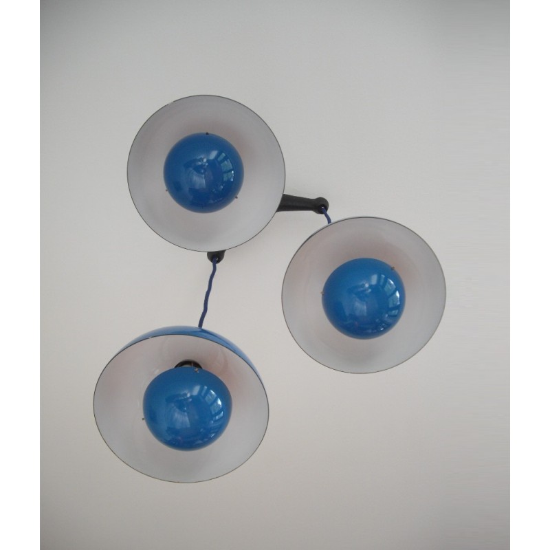 Suspension de 3 Flowerpot bleue design Verner Panton par Louis Poulsen - 1960s