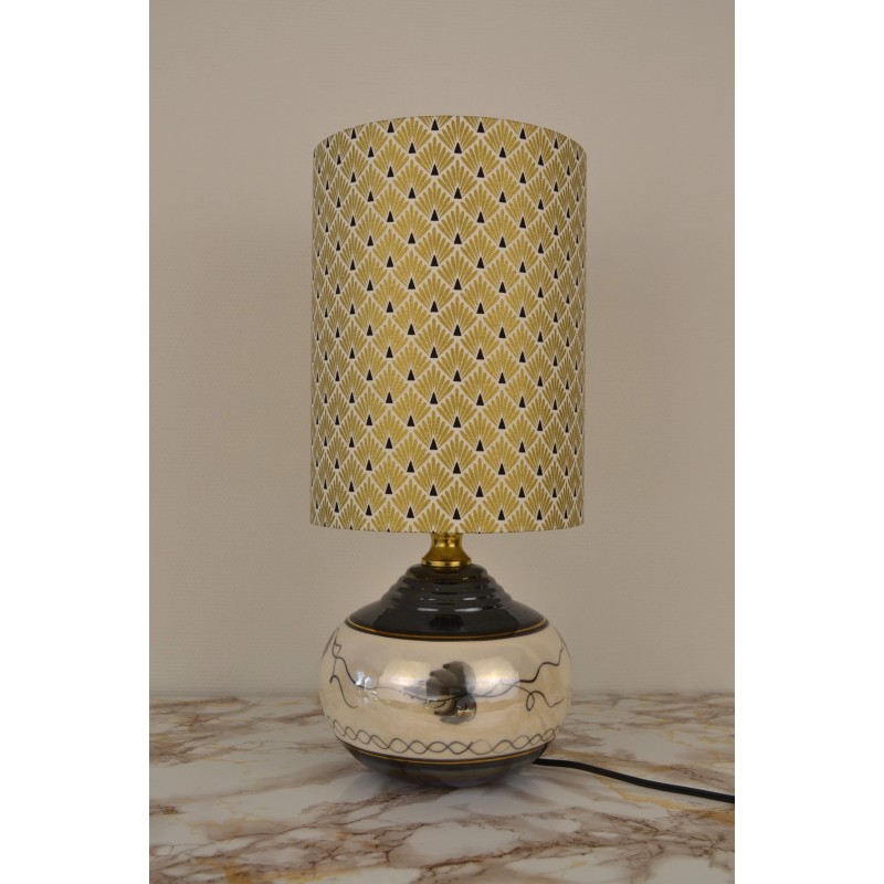 Lampe de chevet tissu doré Vigne Lampe de chevet tissu doré Vigne