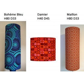 Lot Abat-jours Boheme bleu H80 D33 + abat-jour Damier H40 D45 - Maillon H80 D33