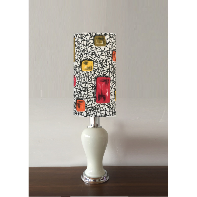 Lampshade Pencil H40cm D20cm - vintage 70s fabric